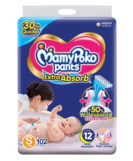 MamyPoko Extra Absorb Pants Style Diapers Small - 102 Pieces