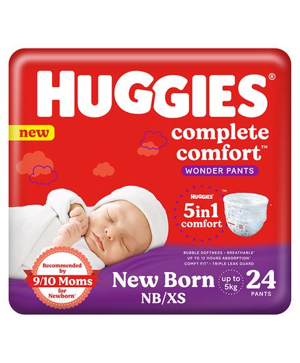 Huggies 5 in 1 Comfort Complete Comfort Dry Pants New Born Extra Small Size Baby Diaper Pants